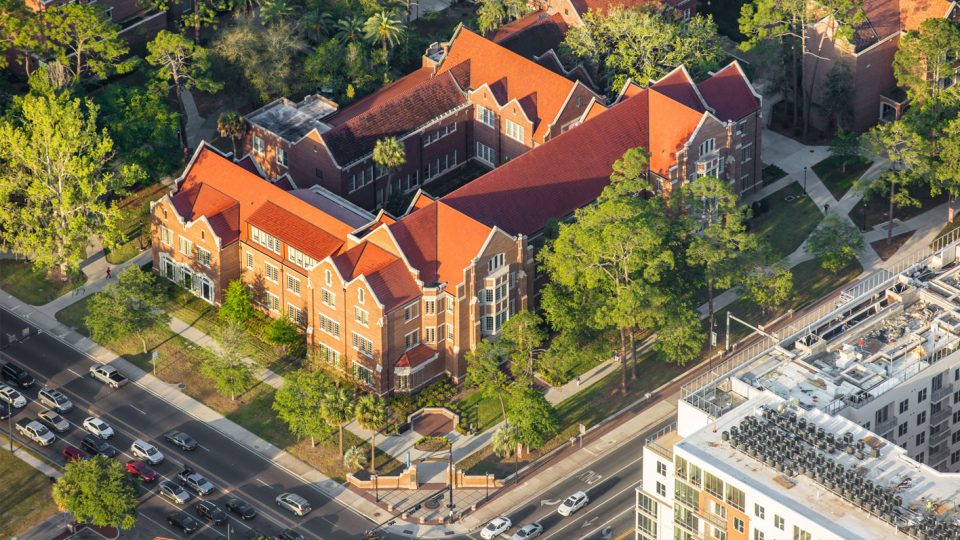 Heavener Hall aerial view