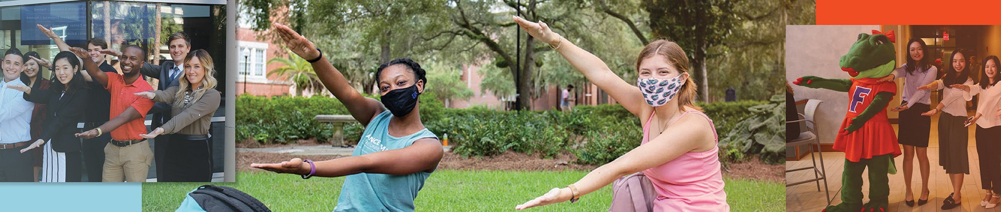 Collage of showing the diversity of UF students Gator Chomping