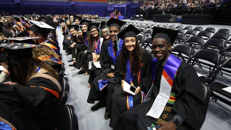 Graduating students at their ceremony