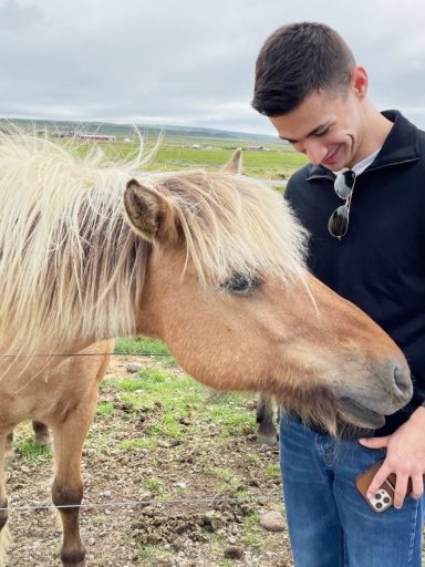 Sean-Paul Adams with an inquisitive horse