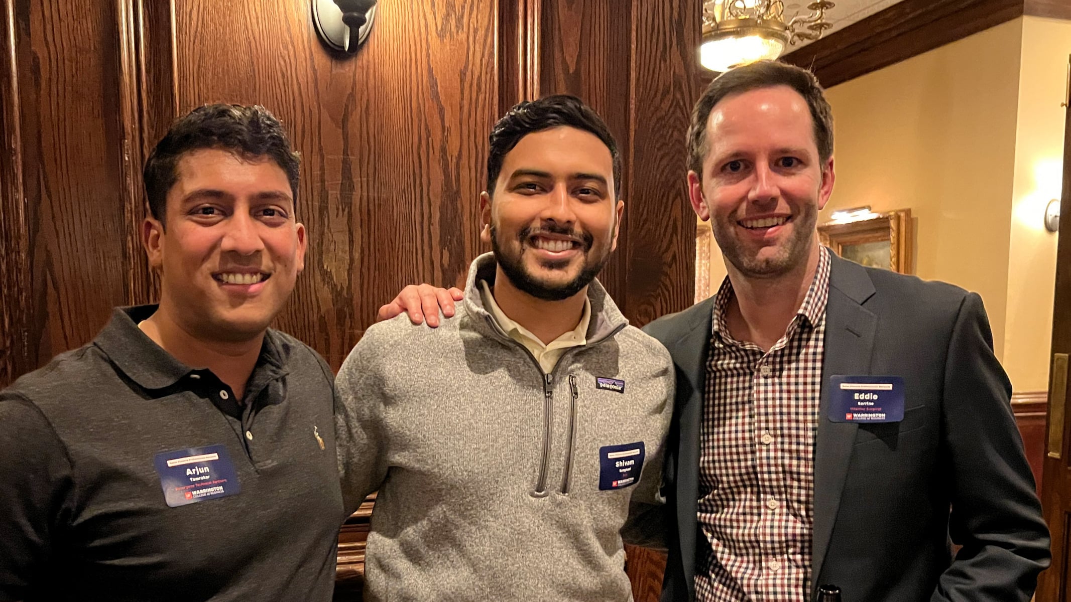 Three attendees at the 9th Annual Atlanta Gathering of the Gator Finance Professionals Network