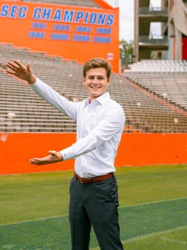 Paul Snider gator chomps on the UF football field