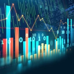 Stock market investment graph with indicator and volume data.