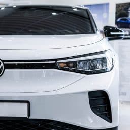 New white Volkswagen car in a showroom