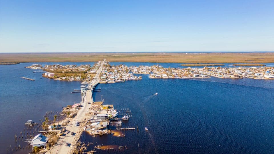 Aerial view of Matlacha flooding in 2022