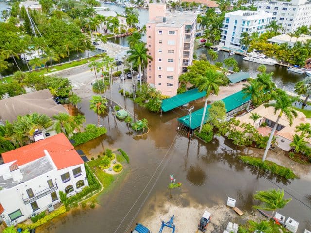 Aerial view of a flooded Ft. Lauderdale neighborhood