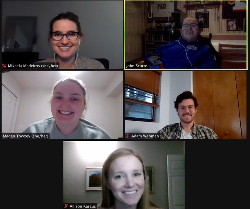 Screen capture of Winter Break Book Club meeting on Zoom