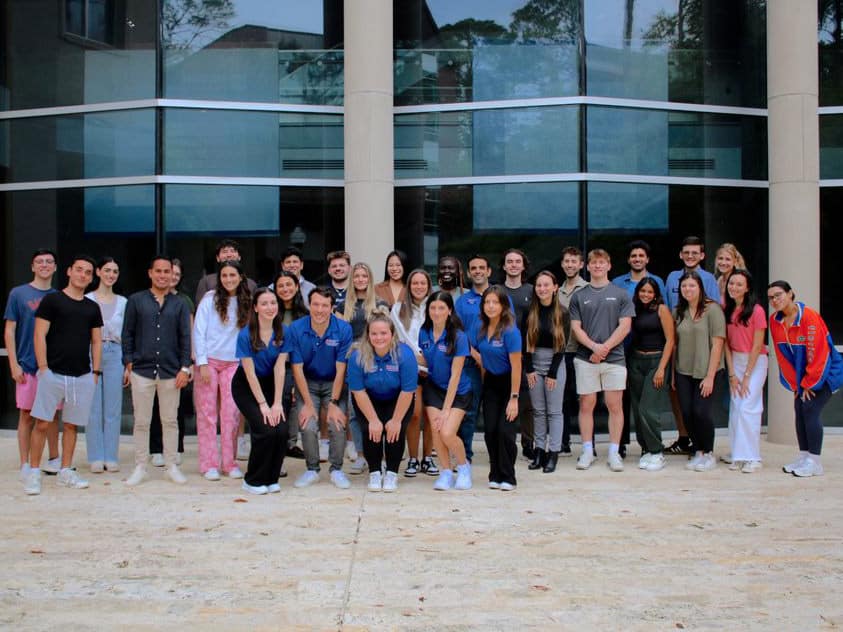 Group of student ambassadors outside Hough Hall