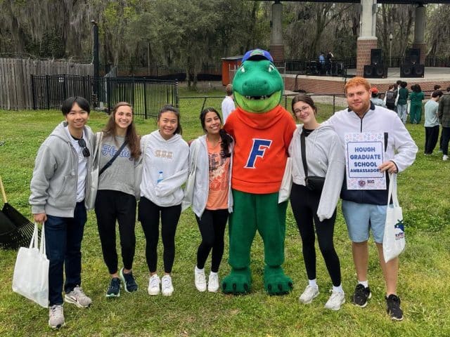 A group of Hough Graduate Ambassadors poses outside at The Big Event day of service