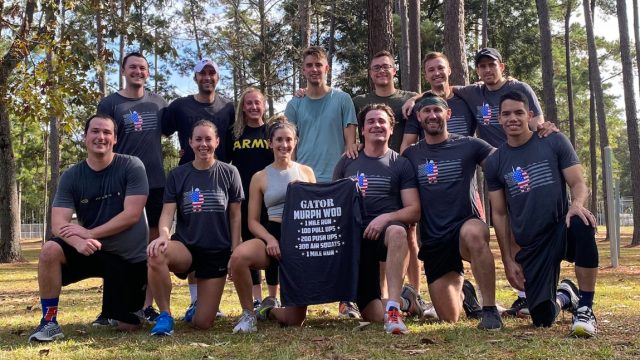 MBA Veterans Association members gathered for a Murph Workout