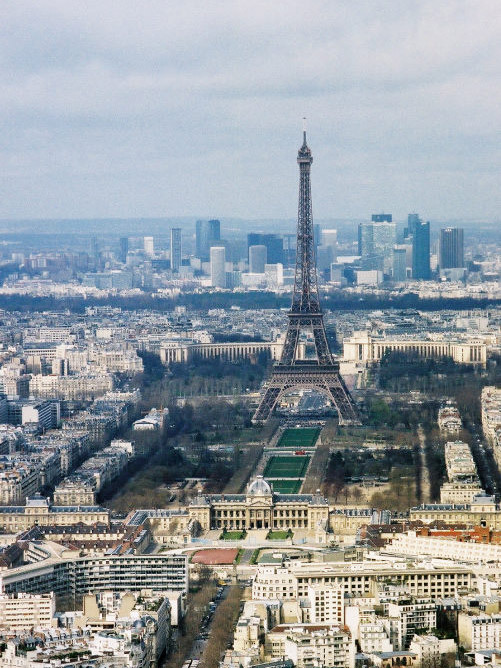 Aerial photo of the Eiffel Tower in Paris, France