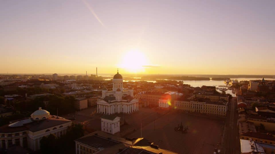 Overlooking Helsinki, Finland at sunrise