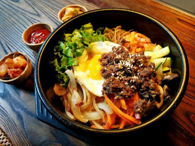 Bibimbap, a Korean rice dish