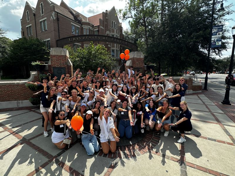 Group of students in front of Heavener Hall