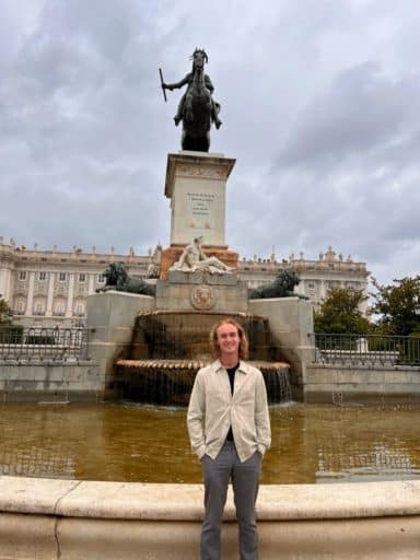 Student, Kyle, in square in Madrid.