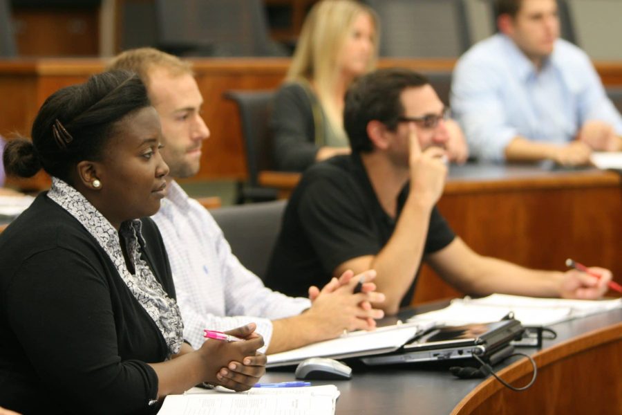 Students in class listening