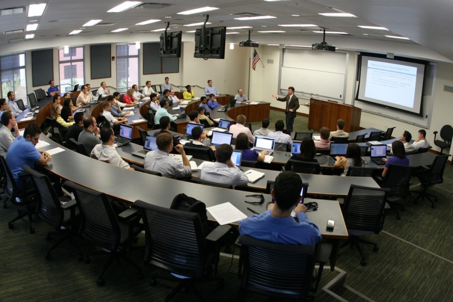 Joel Houston presenting in a Hough Hall classroom