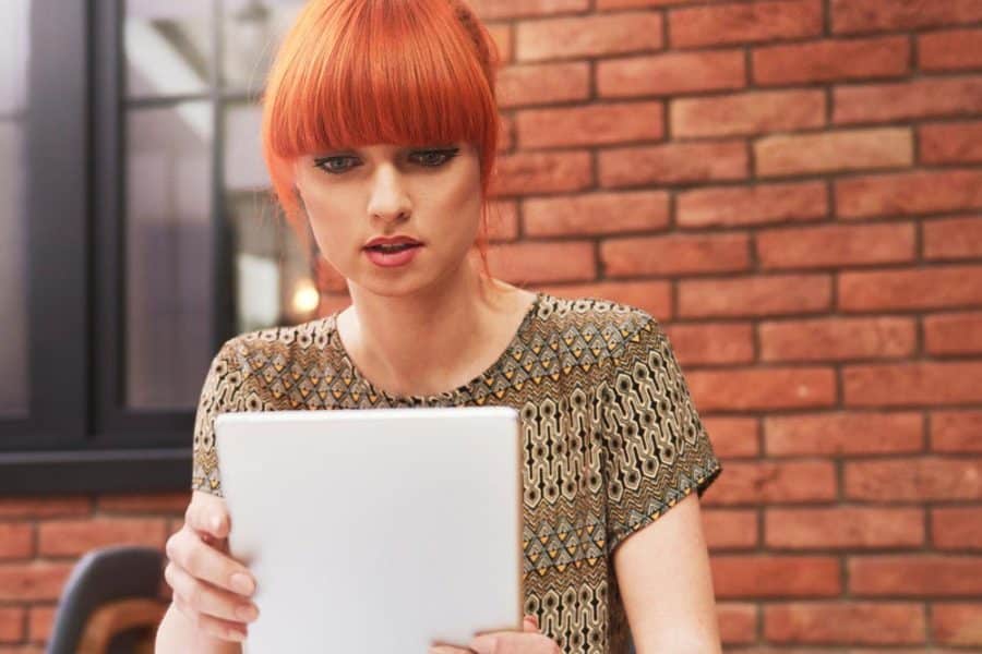 Woman looking at a mobile device