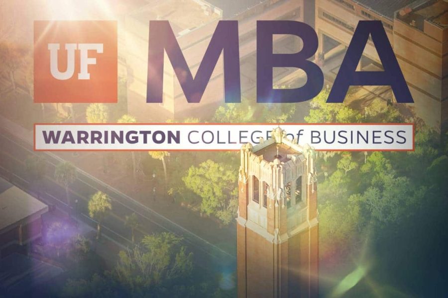 Century Tower with the UF MBA logo overlayed behind it
