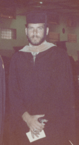 Art Jacobs at his UF MBA graduation in 1975 wearing the traditional cap and gown