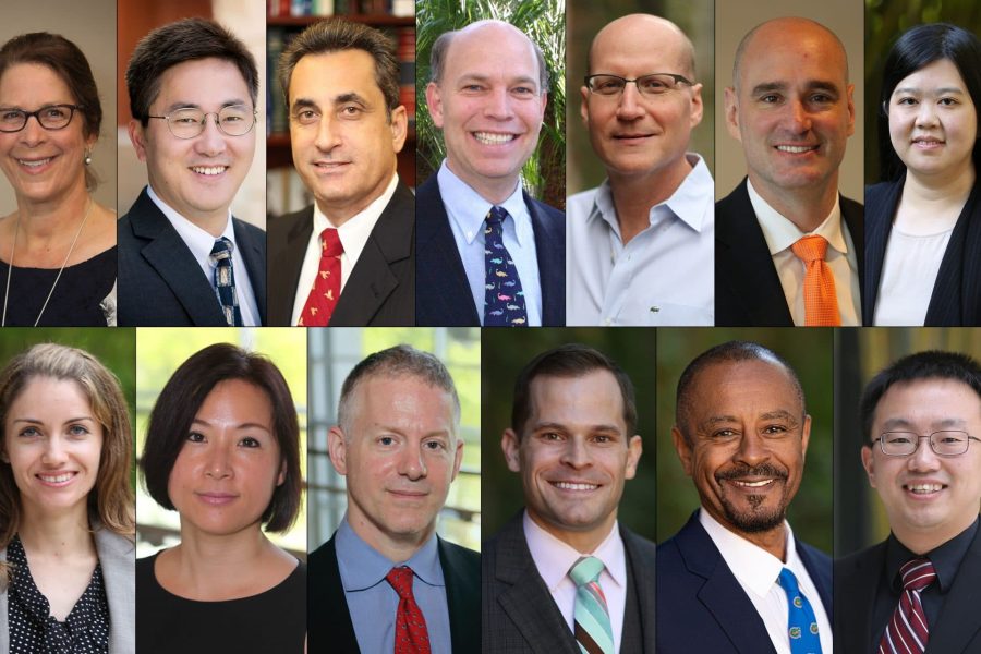 The 13 tenure-track faculty members of Warrington's Department of Management: Joyce Bono, John Chen, Larry DiMatteo, Robert Emerson, Amir Erez, Aaron Hill, Yixuan Li, Klodiana Lanaj, Gwen Lee, David Gaddis Ross, Brian Swider, Robert Thomas and Mo Wang.