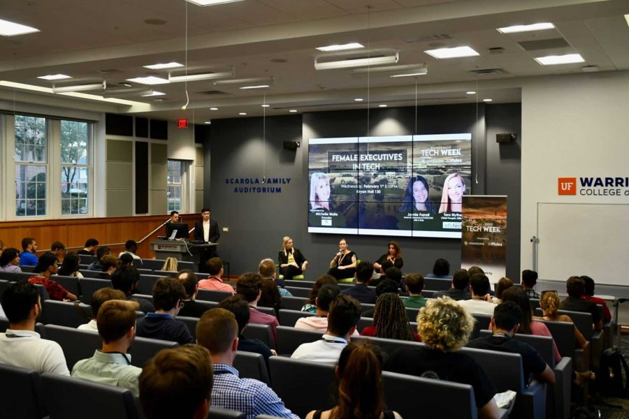 Tara Blythe is featured at a Female Executives in Tech conference.