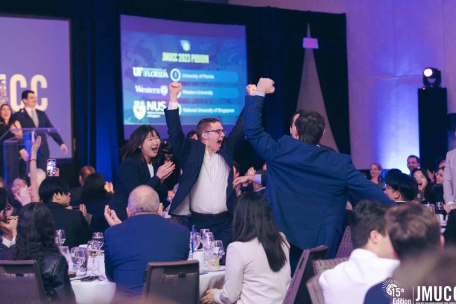 Students cheer upon winning competition
