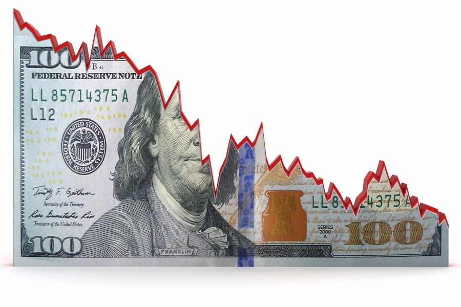 Finance crisis business investment chart graph money showing a downward trend.