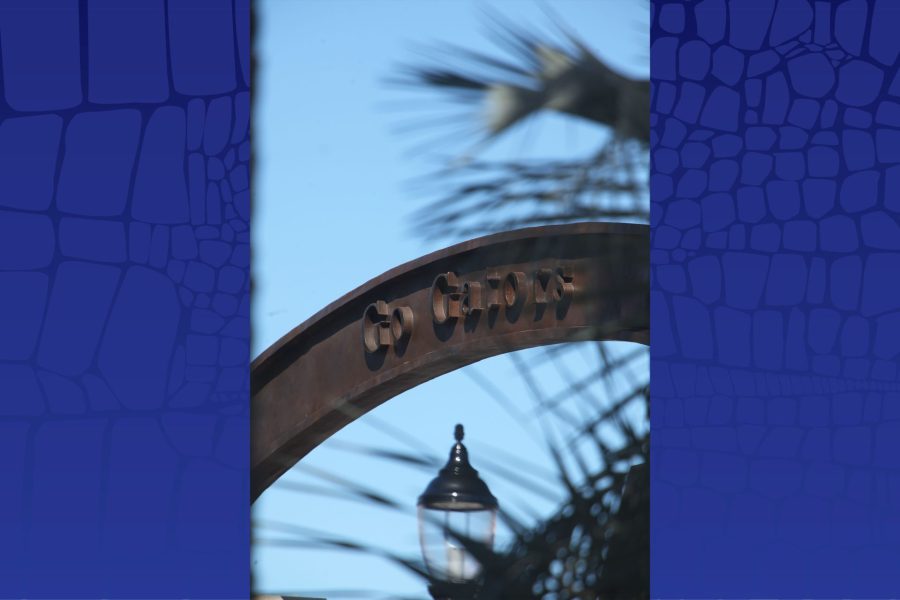 'Go Gators' on the University of Florida arch