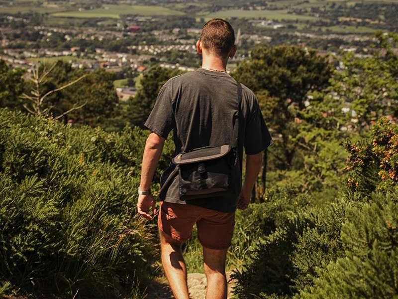 Heavener student Charlie Wheeler walking in Bray, Ireland.