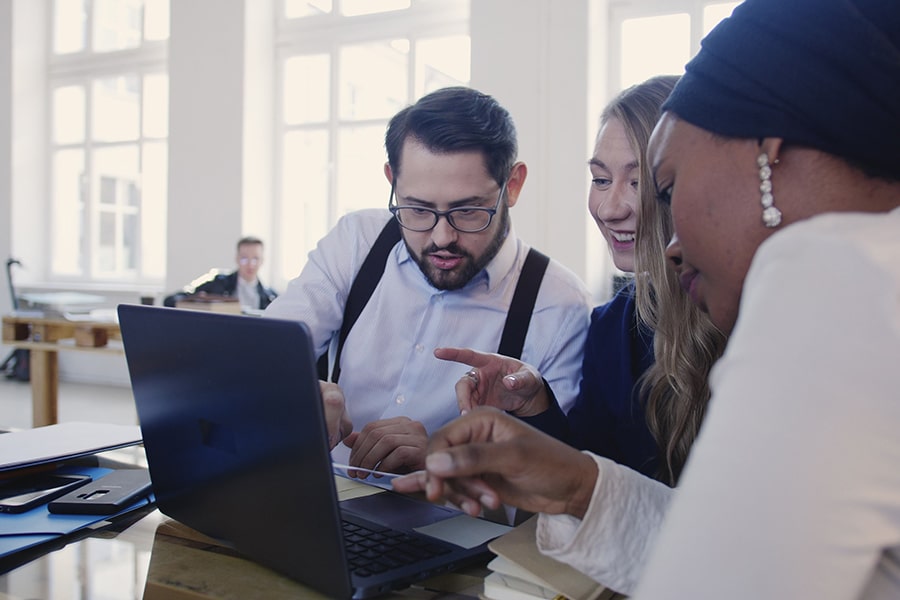 Students working together during a hackathon event. 