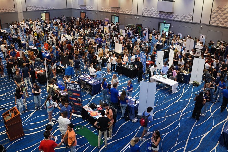 A large crowd of students at Business Bash.