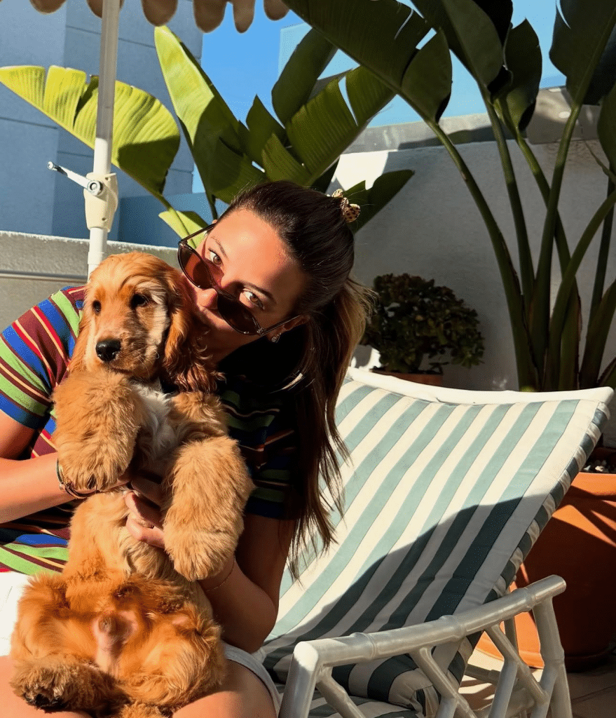 grace fields with dog