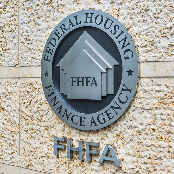 The Federal Housing Finance Agency (FHFA) seal on the wall of a building