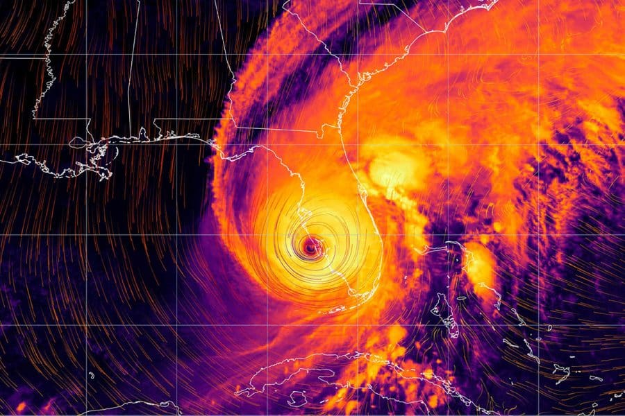 Water vapor view of Hurricane Ian on the Gulf Coast of Florida