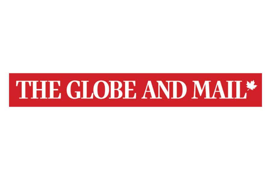 The Globe and Mail, with a small maple leaf after the word mail.